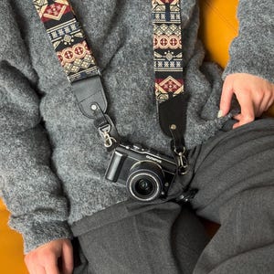 Personalized Soft Camera Strap, Custom Ethnic Strap with Leather ends, Photographer Gift, Camera Accessories, DSLR Handmade Strap, gifts