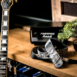 Custom Guitar Strap, Tapestry Fabric and metal hardware, Genuine Leather Ends and Picks Pockets, free headstock adapter, Ukraine
