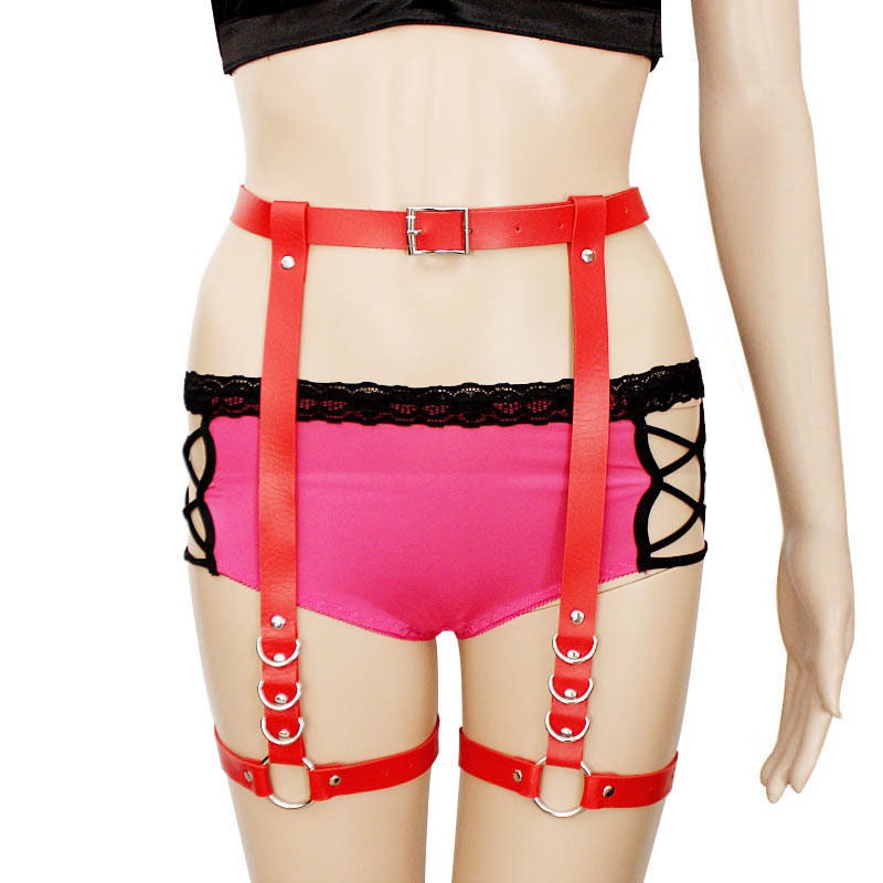 Leather Garter Harness Black Harness Belt Leather Leg Ring Etsy