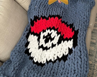 Pokeball - Patrón de manta de punto grueso