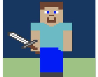 Minecraft Steve - Patrón de manta de punto grueso