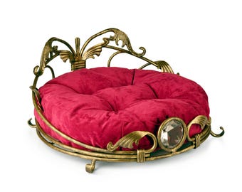 Wrought Iron round pet bed, luxury forged pet furniture, unique pet beds, pet supplies, pet accessories, dog beds, bad for cat, bed for dog
