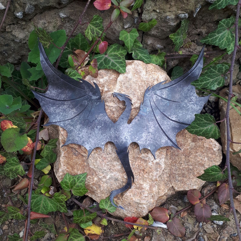 Iron Dragon Wall Decor Garden Decor Fantasy Wall Sculpture Etsy