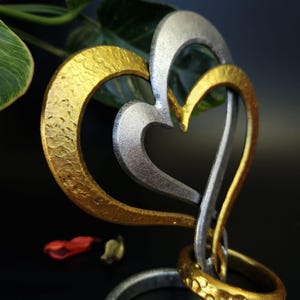 Personalized Iron Hearts and Rings, 6th iron anniversary mariage gift, iron wedding anniversary gifts for her, unique gifts for the couple image 5