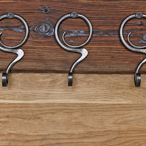 Wrought iron Arty Circle hook. Forged Towel hook. Robe hooks. Bathroom hooks. Metal hooks. Metal hanger. Wall hanger. Rustic iron robe hook image 4