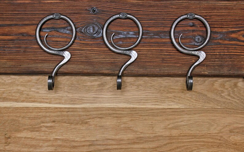 Wrought iron Arty Circle hook. Forged Towel hook. Robe hooks. Bathroom hooks. Metal hooks. Metal hanger. Wall hanger. Rustic iron robe hook image 4