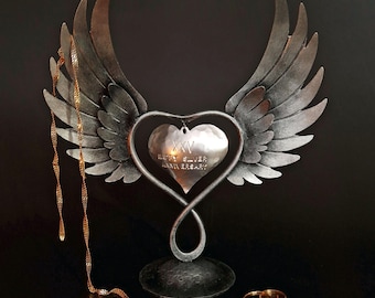 Personalized Anniversary gift, Heart with wings, wedding anniversary gift, Infinity love personolized symbol, Unique wedding gift