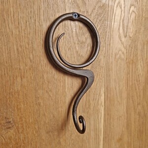 Wrought iron Arty Circle hook. Forged Towel hook. Robe hooks. Bathroom hooks. Metal hooks. Metal hanger. Wall hanger. Rustic iron robe hook Bronze