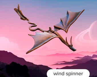 Iron flying dragon, Metal Dragon hanging, Wind catcher, Dragon wind spinner, Fantasy dragon figurine, Fantasy birthday gift