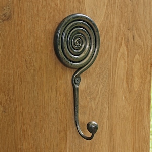 Wrought iron Spiral hook. Forged Towel hook. Robe hooks. bathroom hooks. metal hooks. metal hanger. wall hanger. Rustic iron robe hook