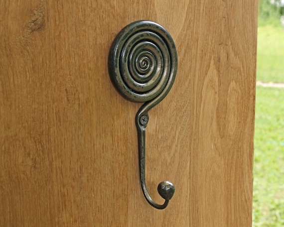 Wrought iron Spiral hook. Forged Towel hook. Robe hooks. Bathroom hooks. Metal hooks. Metal hanger. Wall hanger. Rustic iron robe hook
