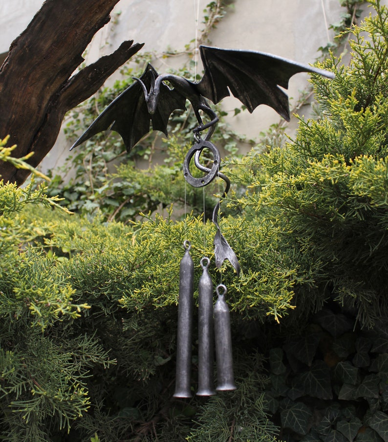 Dragon Wind Chime Iron Hanging Dragon Wind Catcher Garden Etsy