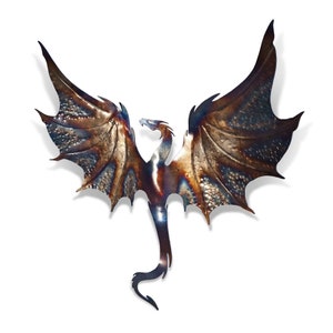 Iron flying dragon, Metal wall decor, Garden dragon wall art, Fantasy wall sculpture, garden wall ornaments, fantasy birthday gift