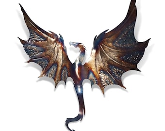Iron flying dragon, Metal wall decor, Garden dragon wall art, Fantasy wall sculpture, garden wall ornaments, fantasy birthday gift