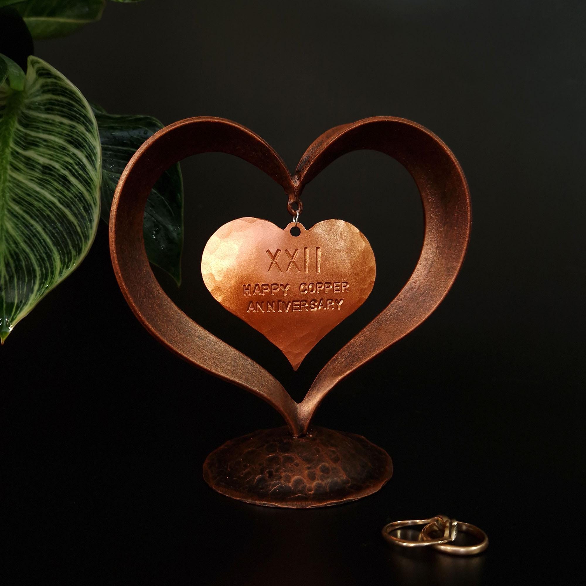 Personalized 7th or 22nd Anniversary Gift, Forged Copper Heart, 7th Personalized 7th or 22nd Anniversary Gift, Forged Copper Heart, 7th