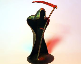 Handmade Grim Reaper Figurine, Minimalist Wrought Iron Sculpture, Metal Death in the Hood Figurine, Gothic Decor