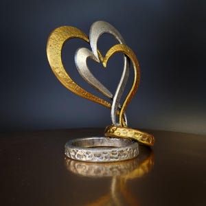 Personalized Iron Hearts and Rings, 6th iron anniversary mariage gift, iron wedding anniversary gifts for her, unique gifts for the couple image 8