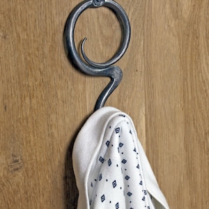 Wrought iron Arty Circle hook. Forged Towel hook. Robe hooks. Bathroom hooks. Metal hooks. Metal hanger. Wall hanger. Rustic iron robe hook image 5