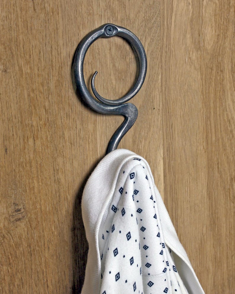Wrought iron Arty Circle hook. Forged Towel hook. Robe hooks. Bathroom hooks. Metal hooks. Metal hanger. Wall hanger. Rustic iron robe hook image 5