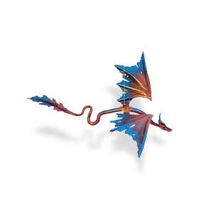 Iron flying dragon with tattered wings, Dragon hanging, Wind catcher, Outdoor decor, Room decor, Dragon fugurine, Fantasy birthday gift