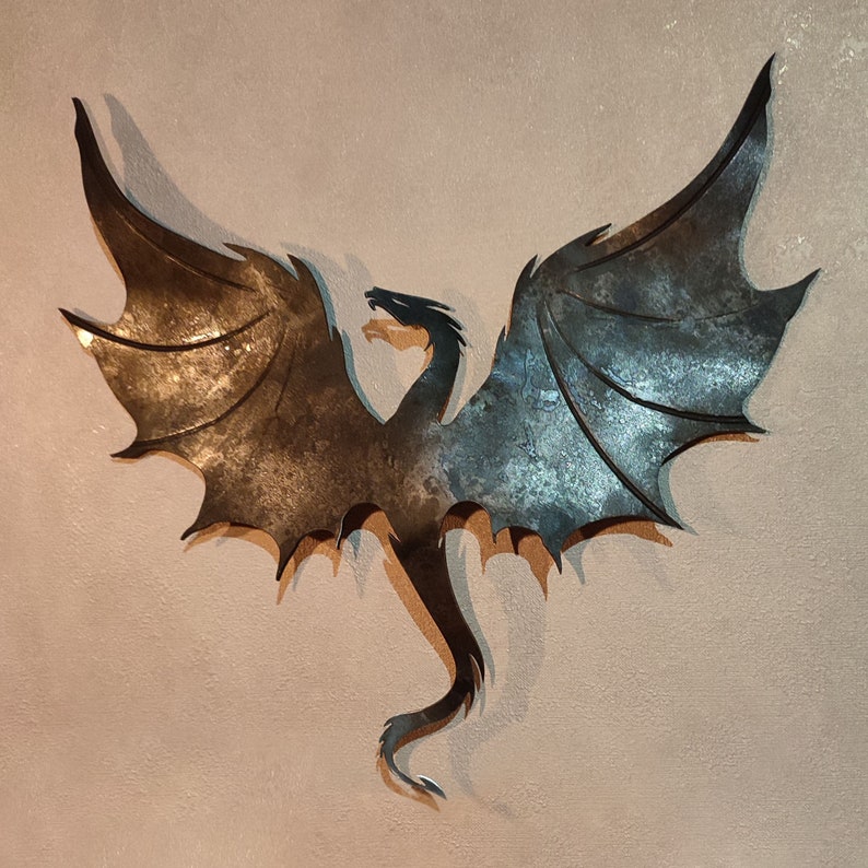 Iron Dragon Wall Decor Garden Decor Fantasy Wall Sculpture Etsy