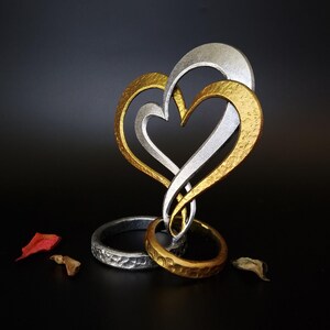 Personalized Iron Hearts and Rings, 6th iron anniversary mariage gift, iron wedding anniversary gifts for her, unique gifts for the couple image 4