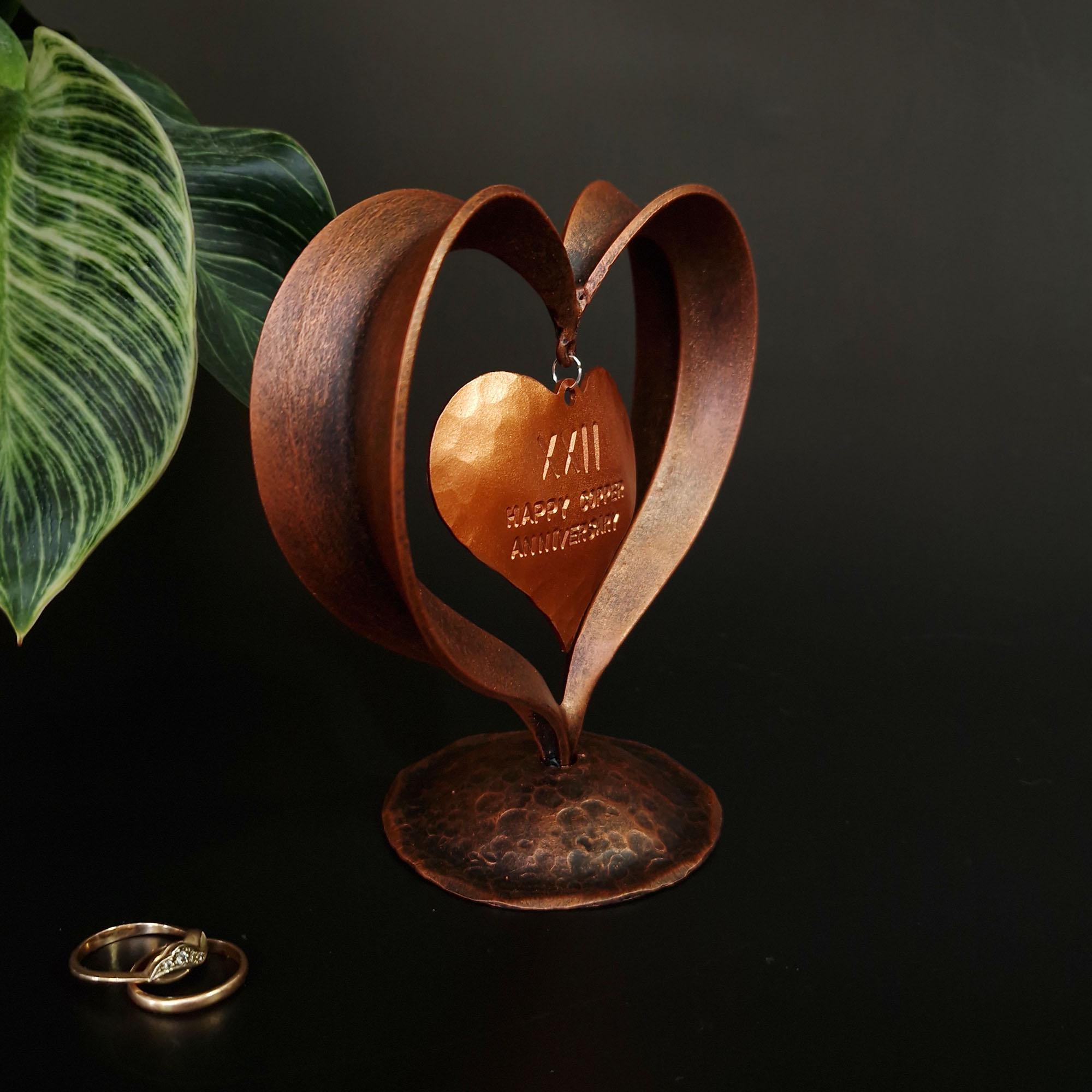 Personalized 7th or 22nd Anniversary Gift, Forged Copper Heart, 7th Personalized 7th or 22nd Anniversary Gift, Forged Copper Heart, 7th