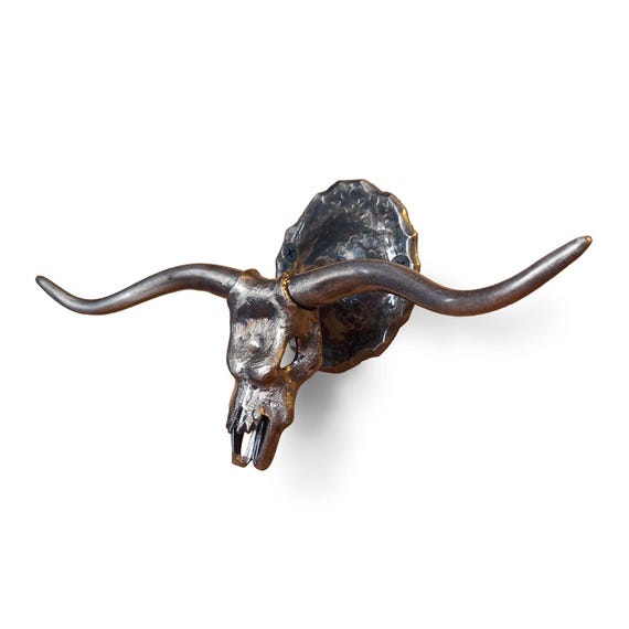 Forged Double Skull Hook, Texas Wrought Iron Towel Hanger, Robe
