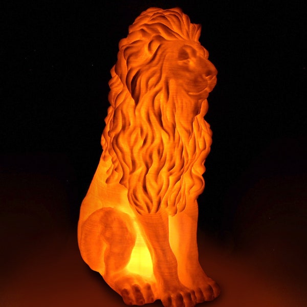 Lion - 3D Printed Accent Lamp, Animal, Table Lamp, Novelty Lamp, LED Light, Ambient Light, Small Accent Lamp, Decoration Gifts