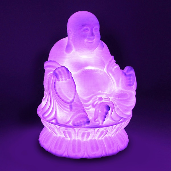 Happy Buddha - 3D Printed Accent Lamp, Table Lamp, Novelty Lamp, LED Light, Ambient Light, Small Accent Lamp, Decoration Gifts