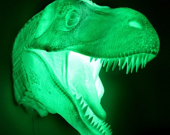 Tyrannosaurus Rex - Wall Hanging 3D Printed Accent Lamp, t-rex, Novelty Lamp, LED Light, Ambient Light, Small Accent Lamp, Decoration Gifts