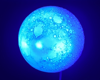 Moon -Wall Hanging 3D Printed Accent Lamp, Novelty Lamp, LED Light, Ambient Light, Small Accent Lamp, Decoration Full Moon, Stars Planets