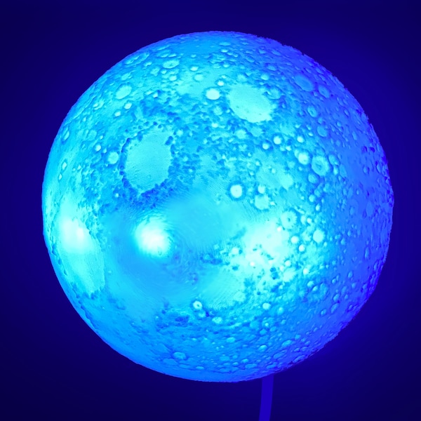 Moon -Wall Hanging 3D Printed Accent Lamp, Novelty Lamp, LED Light, Ambient Light, Small Accent Lamp, Decoration Full Moon, Stars Planets
