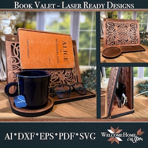 Book Valet Digital laser cut file - Great for gift giving - Digital Download - SVG PDF DXF by Welcome Home Custom