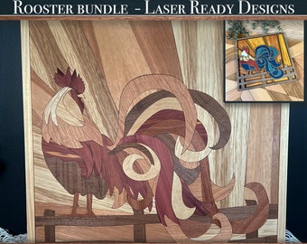 Rooster Farm Animal Digital Download SVG Laser cut files - Glowforge projects - fits in 20 x 12 inch lasers - Showstopper Décor by WHC