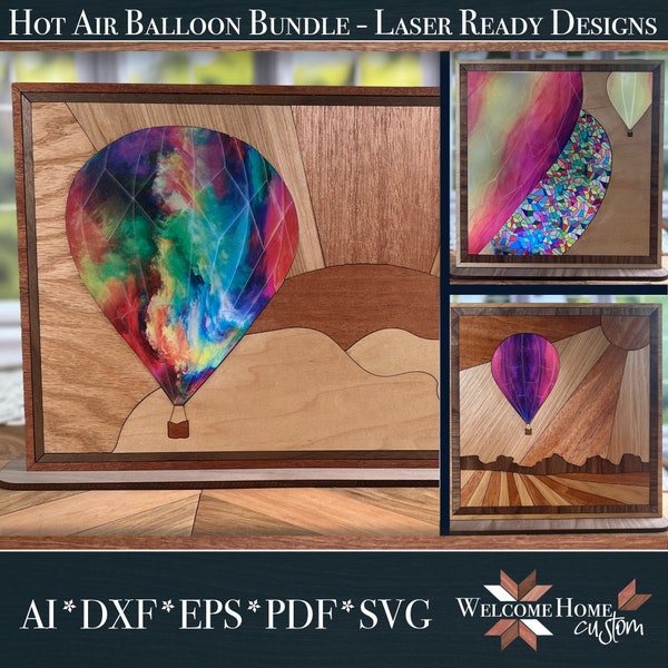 Hot Air Balloon SVG Digital Download with other file options - Shelf sitter file for gift giving and balloon lovers - acrylic fun design