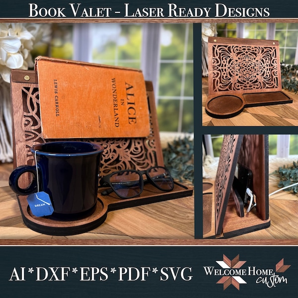 Book Valet Digital laser cut file - Great for gift giving - Digital Download - SVG PDF DXF by Welcome Home Custom