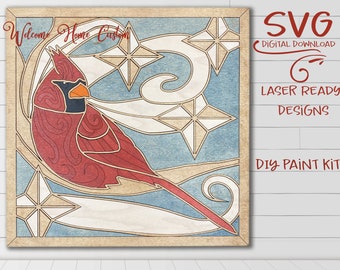 Cardinal laser cut files - SVG / DFX- for Glowforge projects - Cardinal Memorial paint kit -  DIY paint kit -  by Welcome home custom