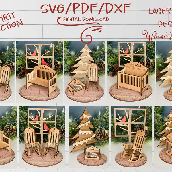 Save a Chair Bundle Laser geschnittene Dateien - Komplette In Spirit Sammlung für Glowforge - PDF SVG DXF - Gedenk Dekor - Digital File Download