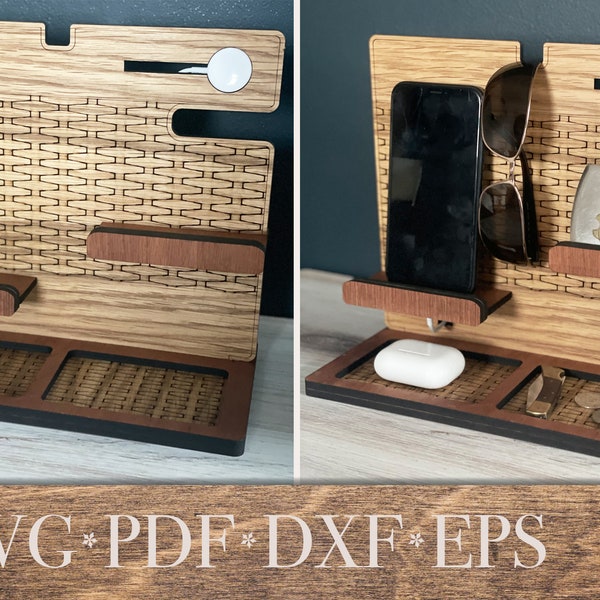 Bedside Valet Basketweave Design - Glowforge projects - Laser Ready - fits in 20 x 12 inch lasers - formats SVG PDF DXF