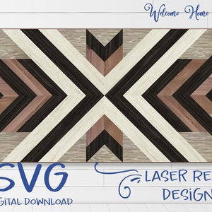 Barn Quilt SVG Laser cut files for Glowforge projects with Navajo inspired design mini quilt SVG file by Welcome Home Custom