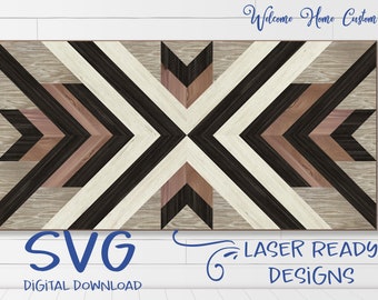 Barn Quilt SVG Laser cut files for Glowforge projects with Navajo inspired design mini quilt SVG file by Welcome Home Custom