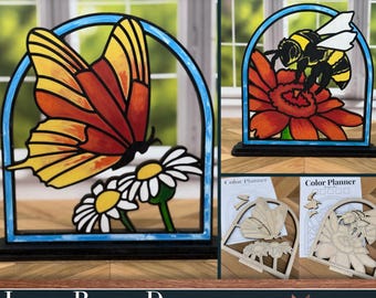 Butterfly and Bee DIY Paint Kits Laser Cut File - Digital Download SVG PDF - Cute Home Décor Spring Paint Party Kits