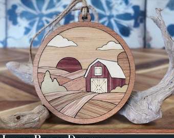 Barn Sunset Mosaic Ornament: Laser Cut Template (SVG, PDF)