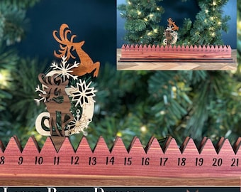 Advent Calendar SVG laser cut files - Reindeer with Swirl Antlers for Glowforge - Christmas Decor - Rustic Christmas - Minimalist Calendar