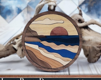 Beach Intarsia Inspired Ornament: Laser Cut Design (SVG, PDF)