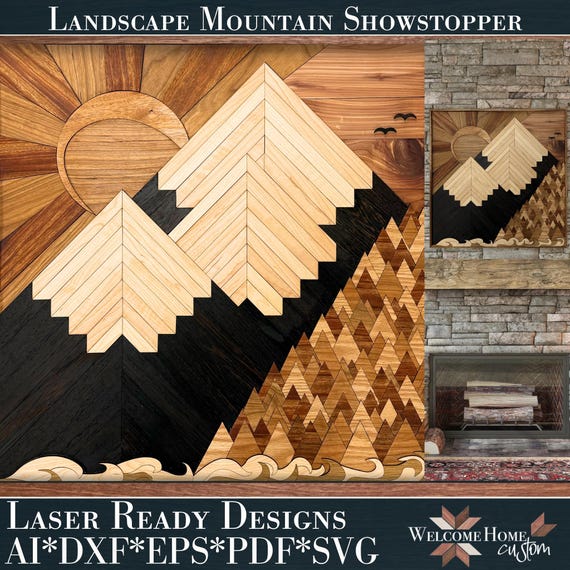 Mountain Showstopper laser cut files for Glowforge projects Mountain Vector pattern inspired by PNW Washington SVG by Welcome home custom