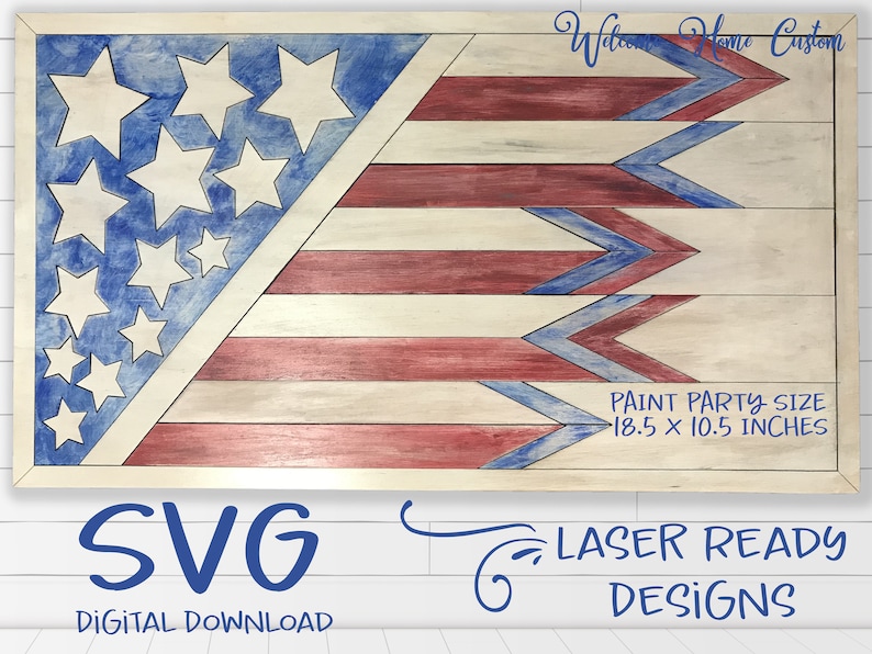 Great Farmhouse Decor SVG American Flag Laser Cut file for Glowforge and other laser cutters