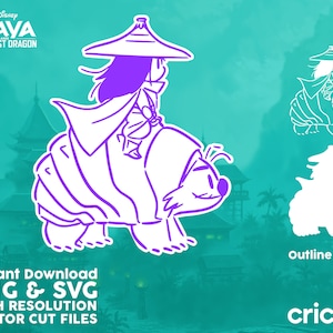 Raya y el último dragón, Raya en tuk tuk contorno / vector de relleno, cricut cortar archivos de corte