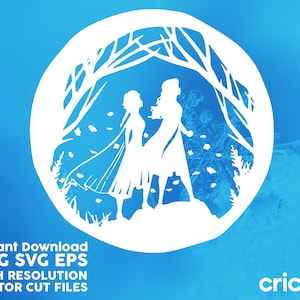 Frozen 2 Elsa & Anna Forest Circle Vector, Cricut Cut Fichiers